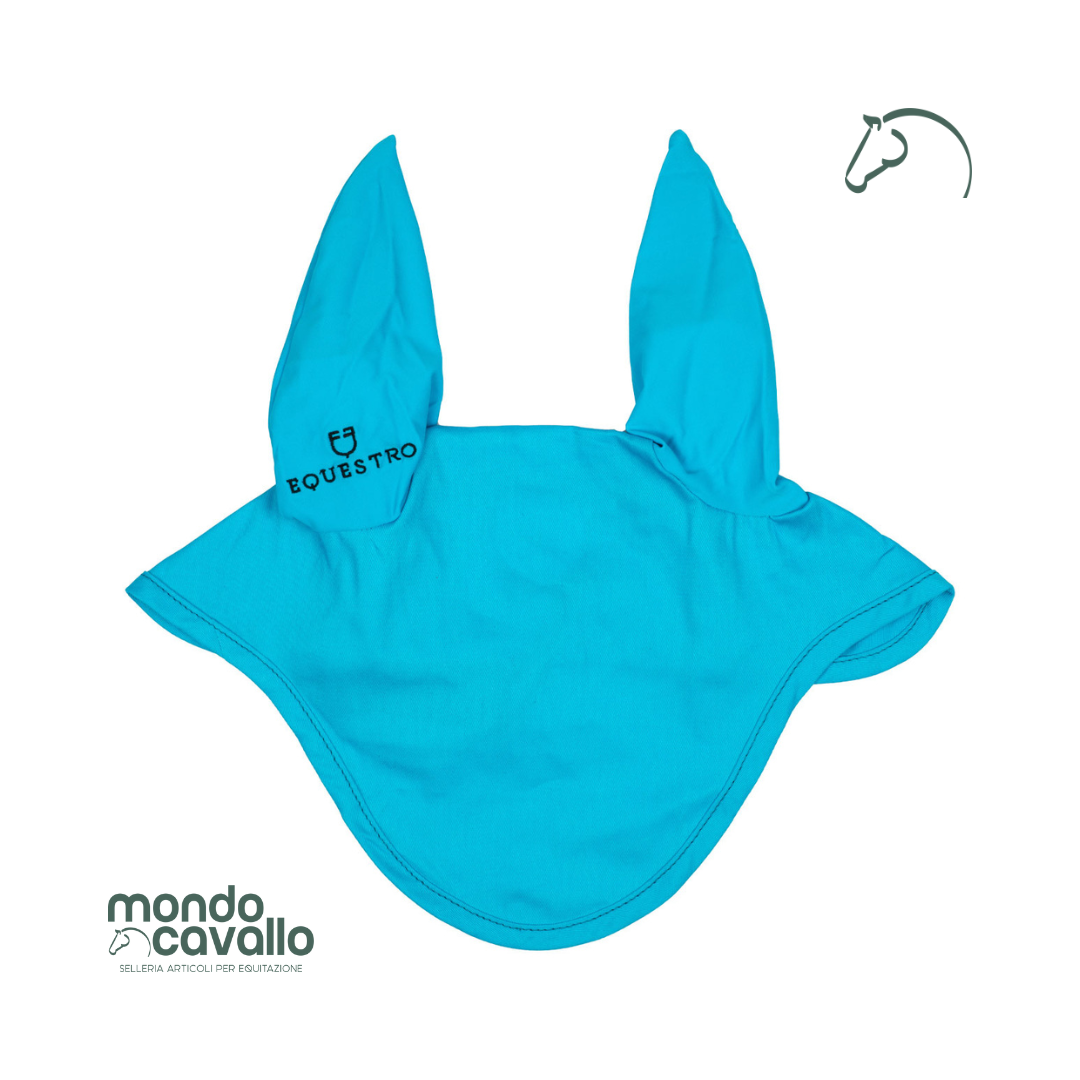 Cuffia marca Equestro modello basico in cotone con orecchie elasticizzate