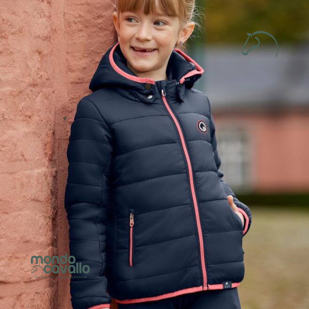 Giacca da bambina imbottita con cappuccio staccabile marca ELT colore blu