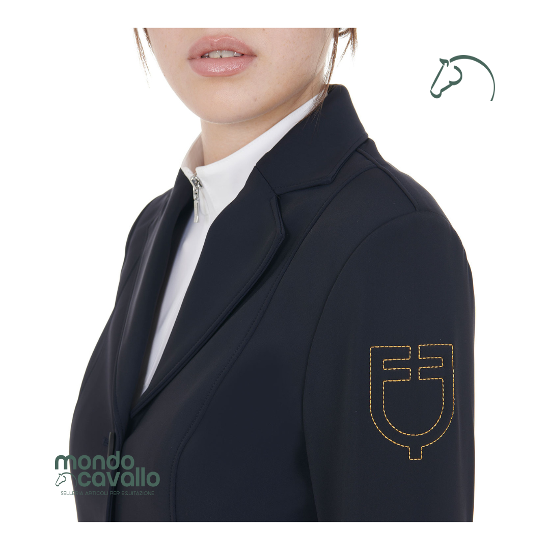 Giacca da donna per concorso marca equestro colore blu con logo a contrasto