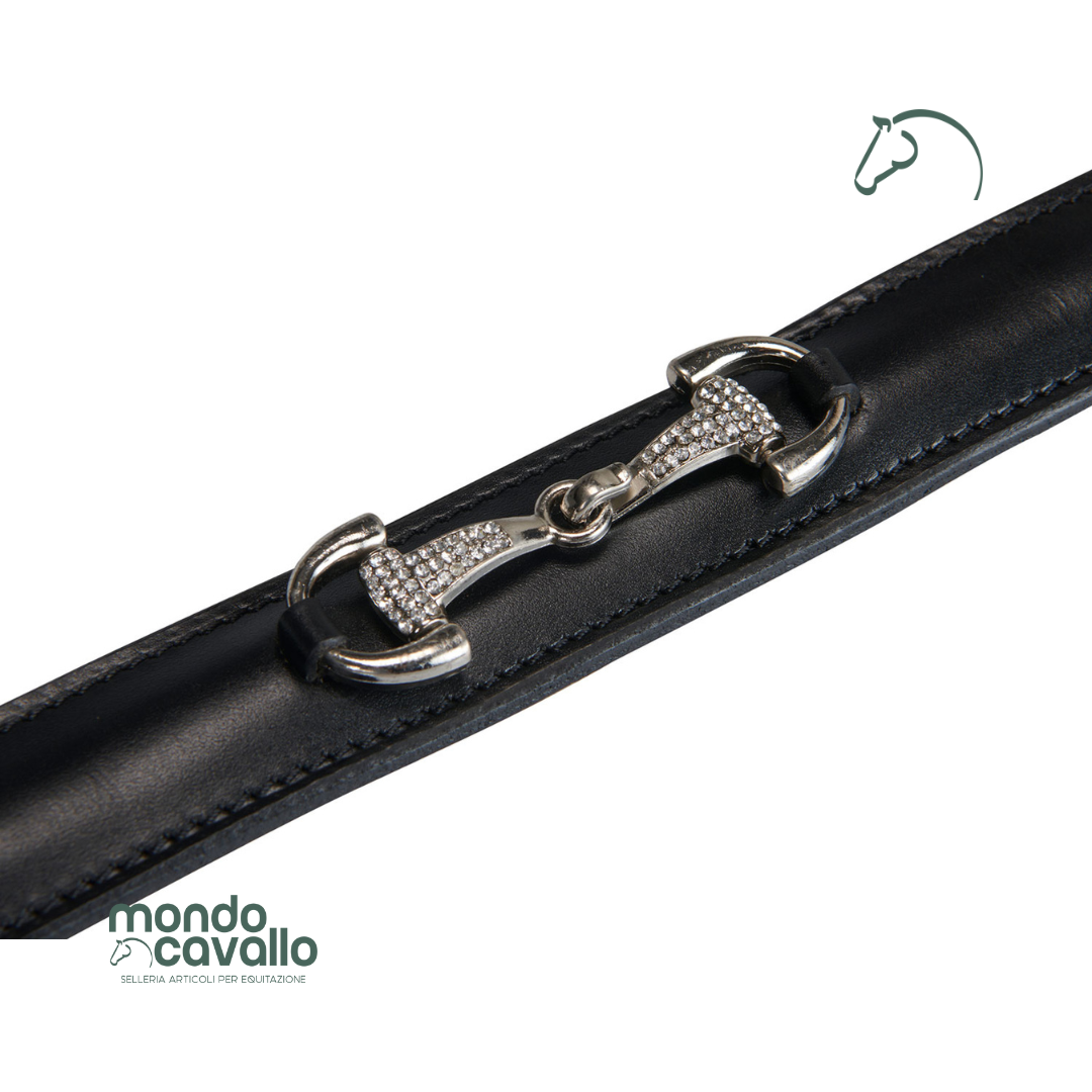 CINTURA IN CUOIO CON FILETTI STRASS