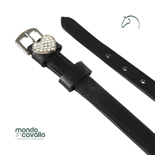 Cinturini per speroni in cuoio con fibbia strass