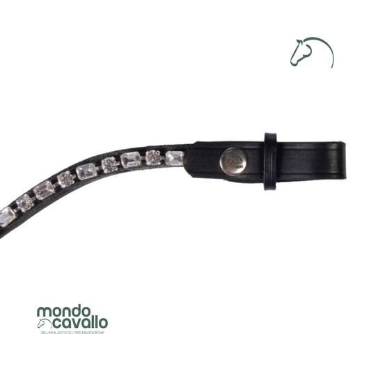 Frontalino HKM base cuoio nero brillantini bianchi forma a U