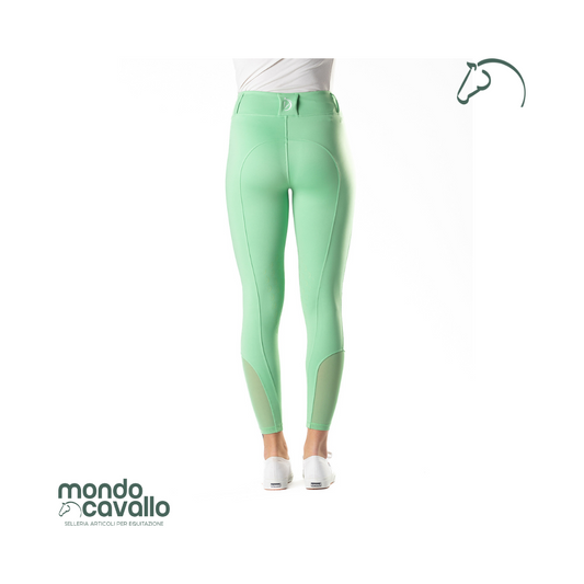 Leggings donna elasticizzati con passanti per la cintura colore verde menta