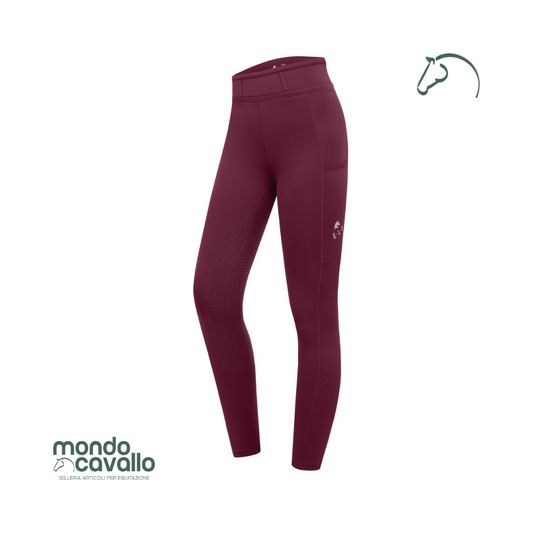 Leggings in tessuto elasticizzato con passanti per cintura, grip in silicone, tasca per telefono colore bordeaux
