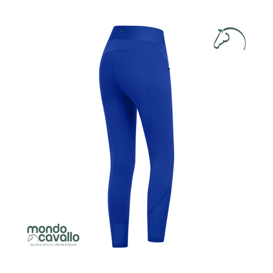 Leggings donna elasticizzato e traspirante colore blu zaffiro a vita alta