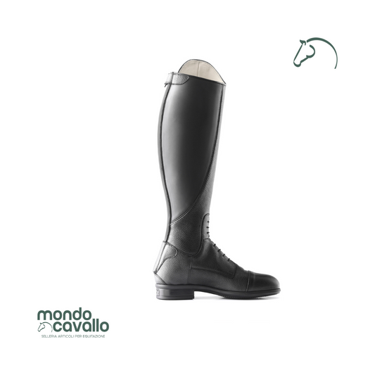 Stivali tattini in cuoio martellato con stringhe anteriori ed elastico e zip posteriore