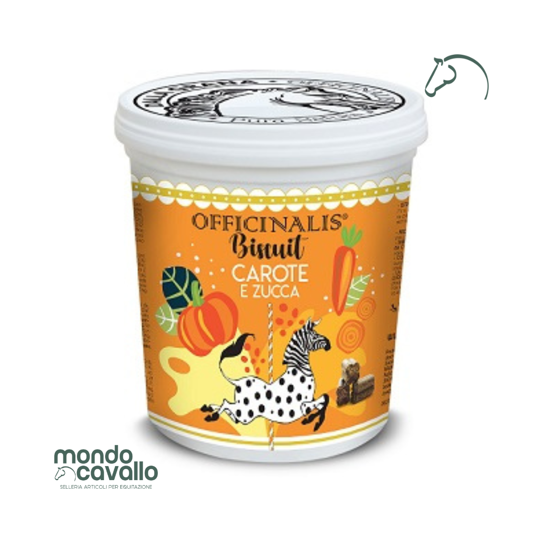 Biscotti artigianali per cavalli di vari gusti in secchiello da 650gr