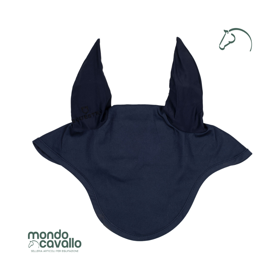 Cuffia marca Equestro modello basico in cotone con orecchie elasticizzate