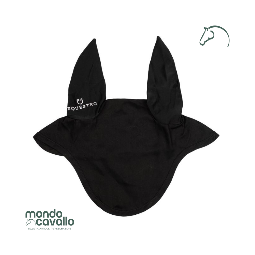 Cuffia marca Equestro modello basico in cotone con orecchie elasticizzate