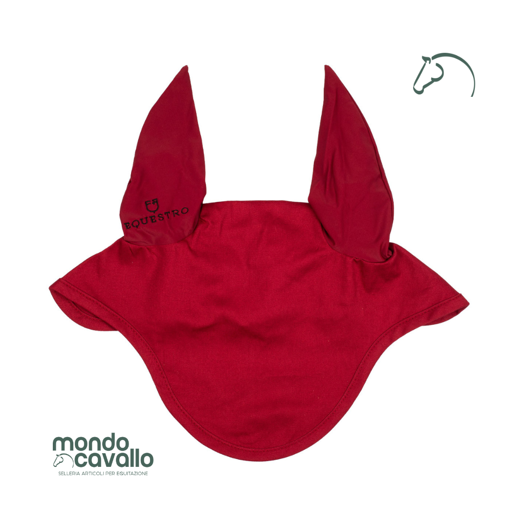 Cuffia marca Equestro modello basico in cotone con orecchie elasticizzate