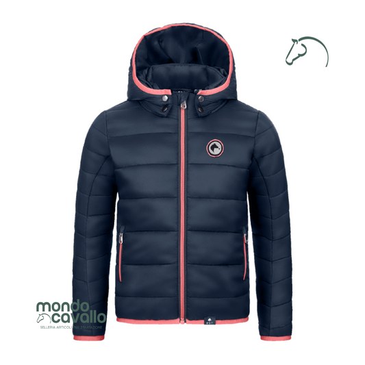 Giacca da bambina imbottita con cappuccio staccabile marca ELT colore blu