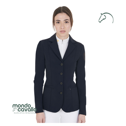 Giacca da donna per concorso marca equestro colore blu con logo a contrasto