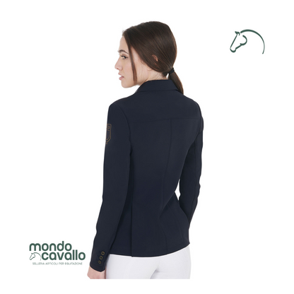 Giacca da donna per concorso marca equestro colore blu con logo a contrasto