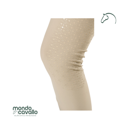 Pantaloni donna in tessuto tecnico colore beige con grip al ginocchio