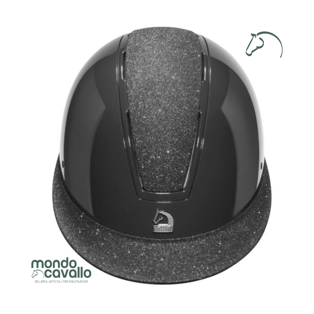 Casco da equitazione con visiera glitter certificato CE EN1384:2023