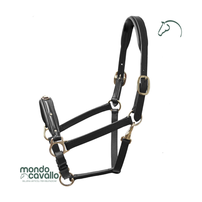 Capezza in cuoio con morso con cristalli colore nero marca winner