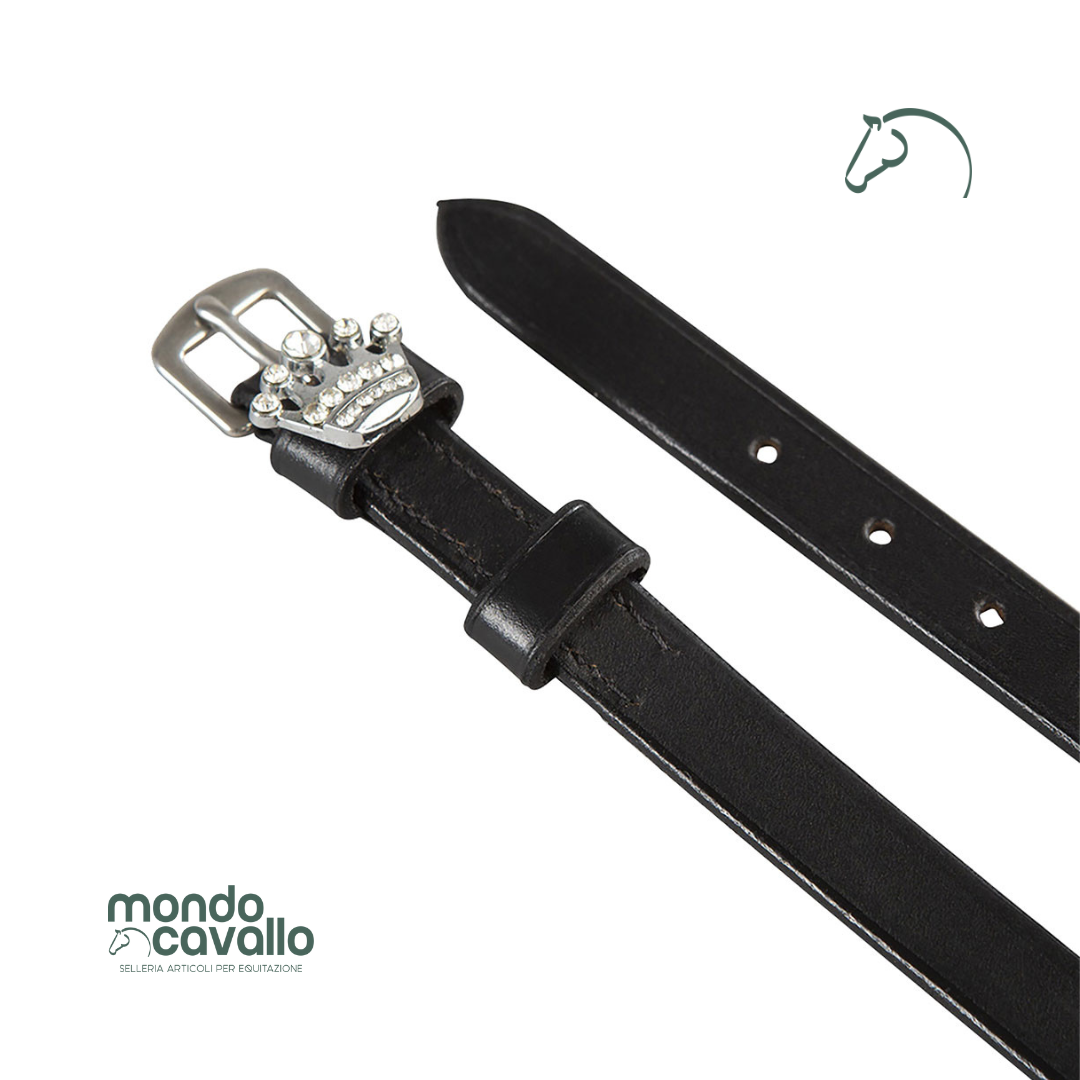Cinturini per speroni in cuoio con fibbia strass