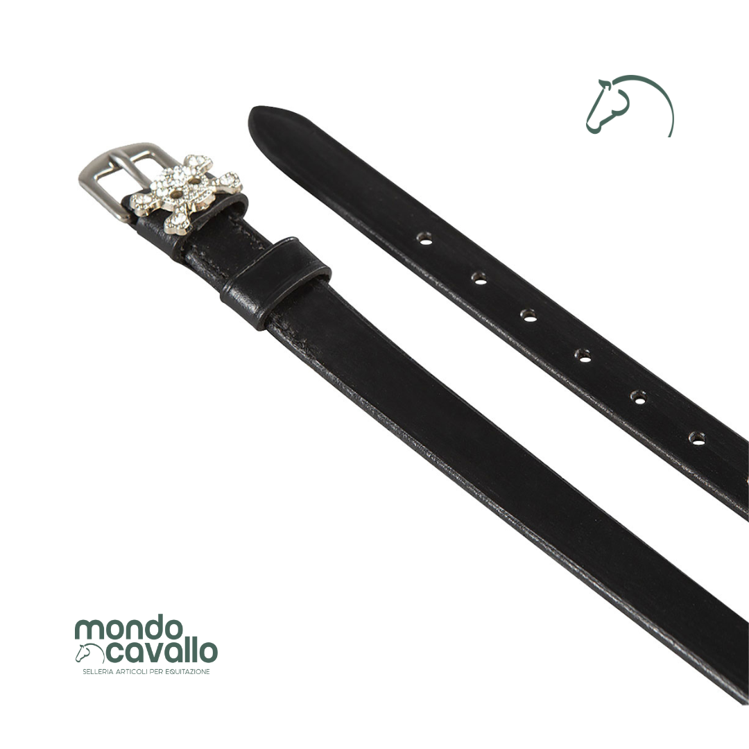 Cinturini per speroni in cuoio con fibbia strass