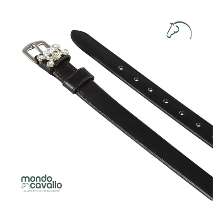 Cinturini per speroni in cuoio con fibbia strass