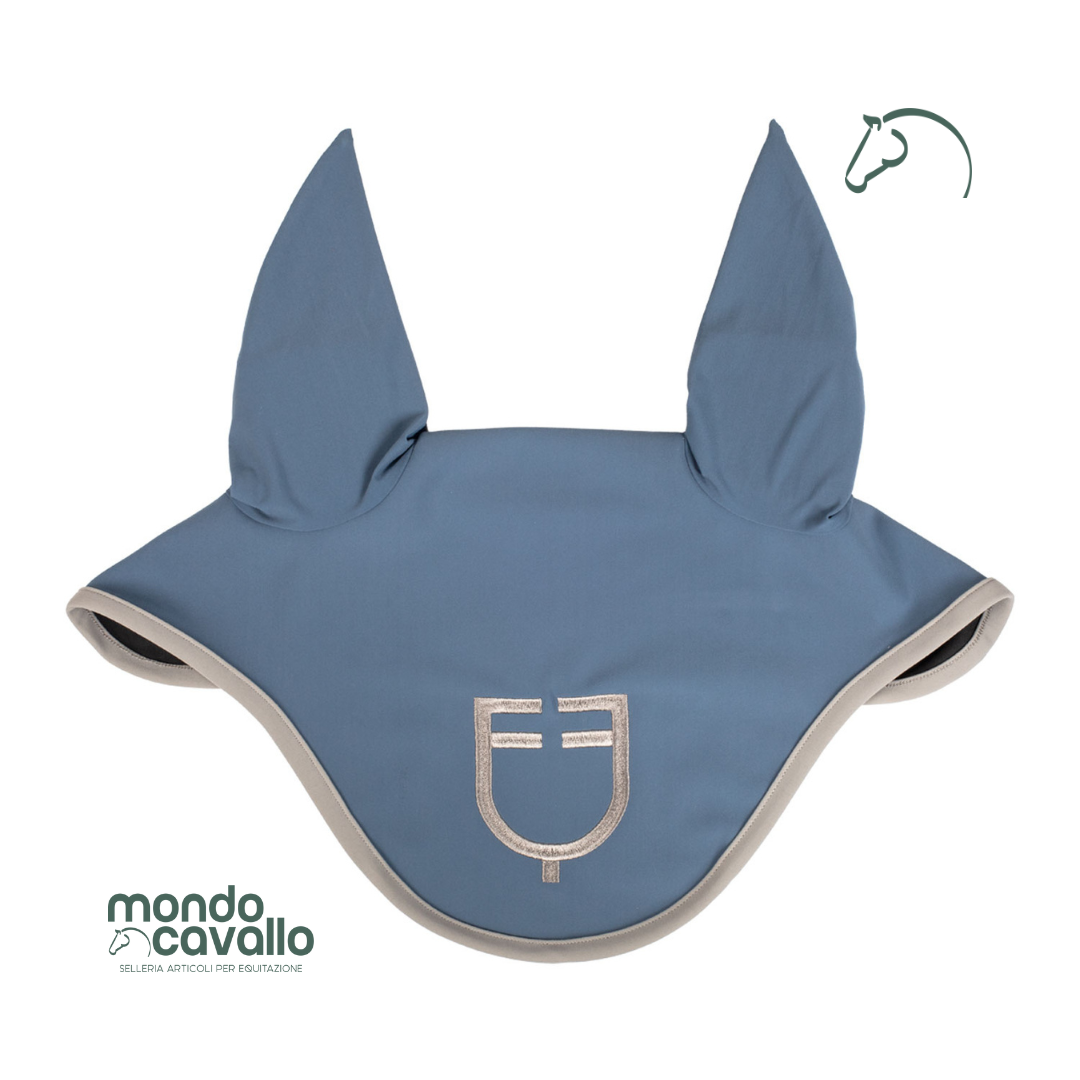 cuffia in tessuto tecnico con logo frontale ricamato