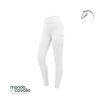 Leggings in tessuto elasticizzato con passanti per cintura, grip in silicone, tasca per telefono colore bianco