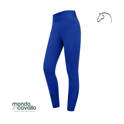 Leggings donna elasticizzato e traspirante colore blu zaffiro a vita alta 