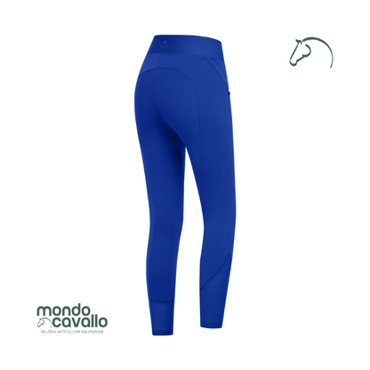 Leggings donna elasticizzato e traspirante colore blu zaffiro a vita alta 