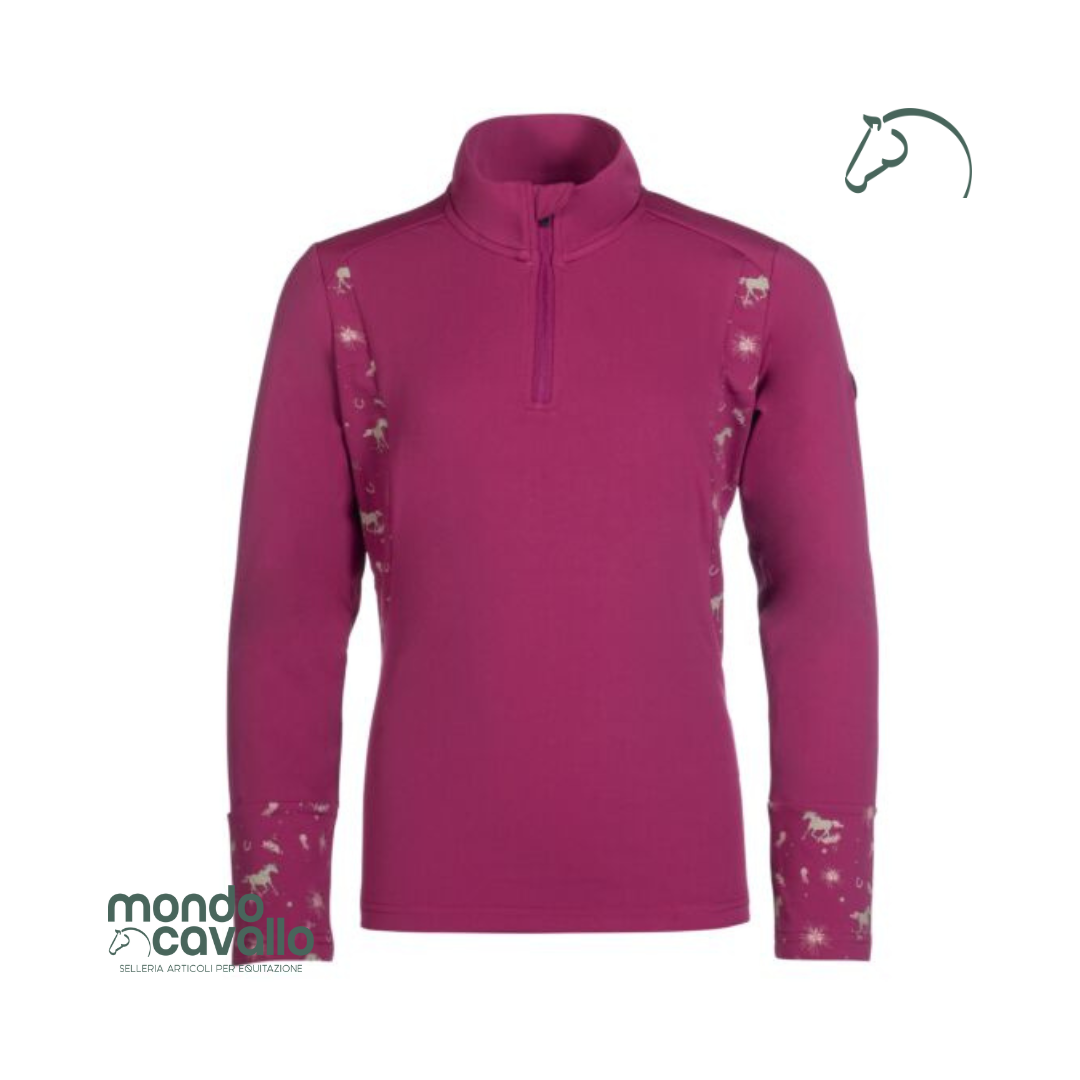 Maglia tecnica bambina colore rosa manica lunga marca HKM