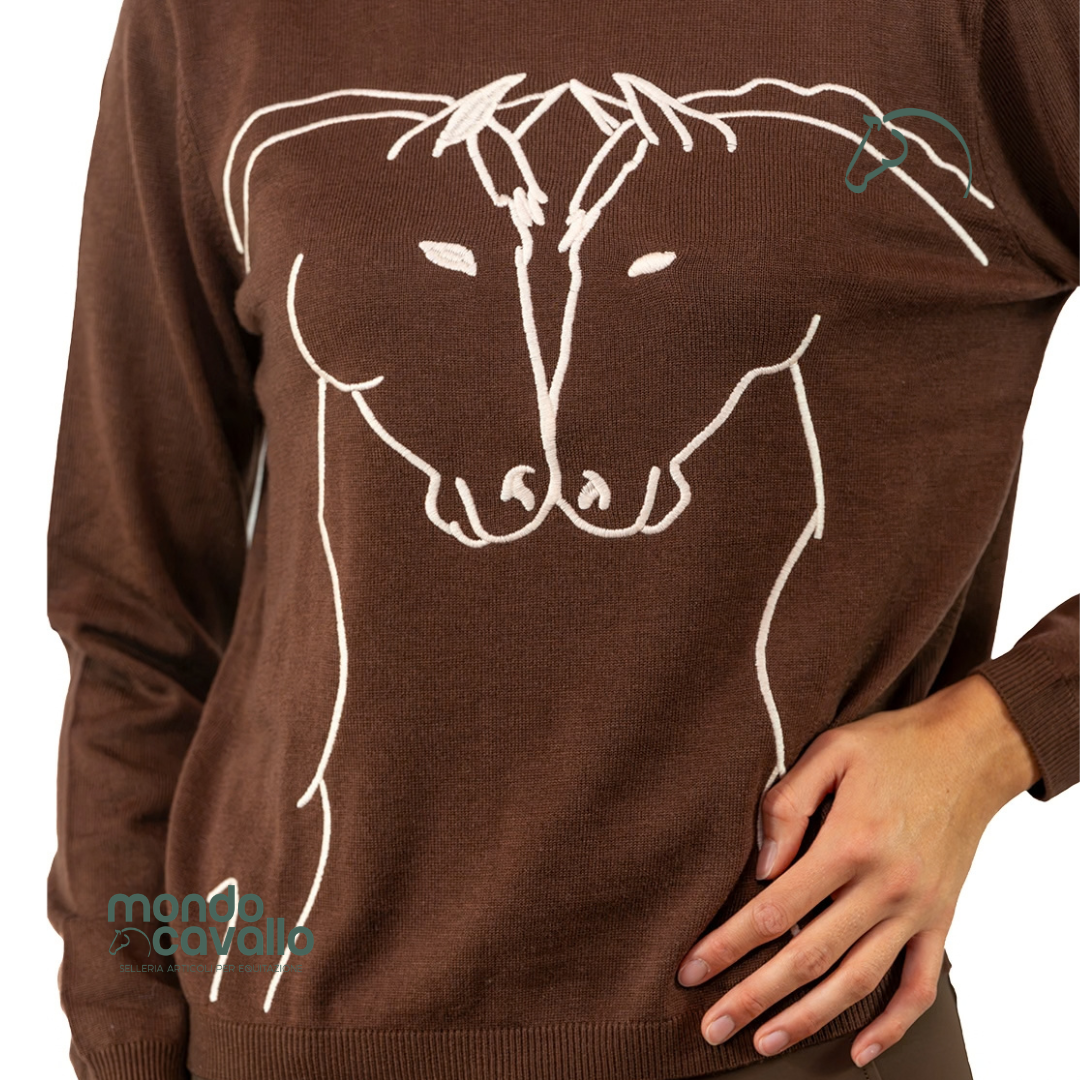 Maglione D·istinto Horselove con motivo a due cavalli stilizzati