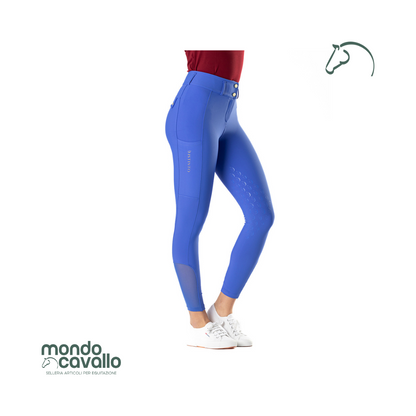 Pantaloni donna vita alta colore blu iris