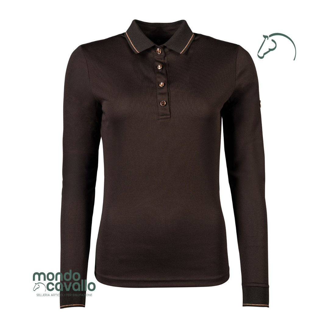 Polo manica lunga HKM con bottini gioiello 