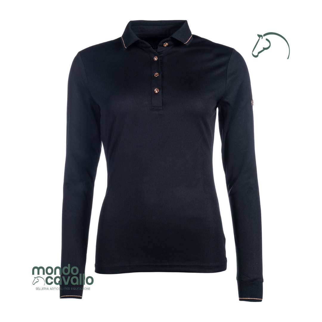 Polo manica lunga HKM con bottini gioiello 