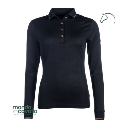 Polo manica lunga HKM con bottini gioiello 