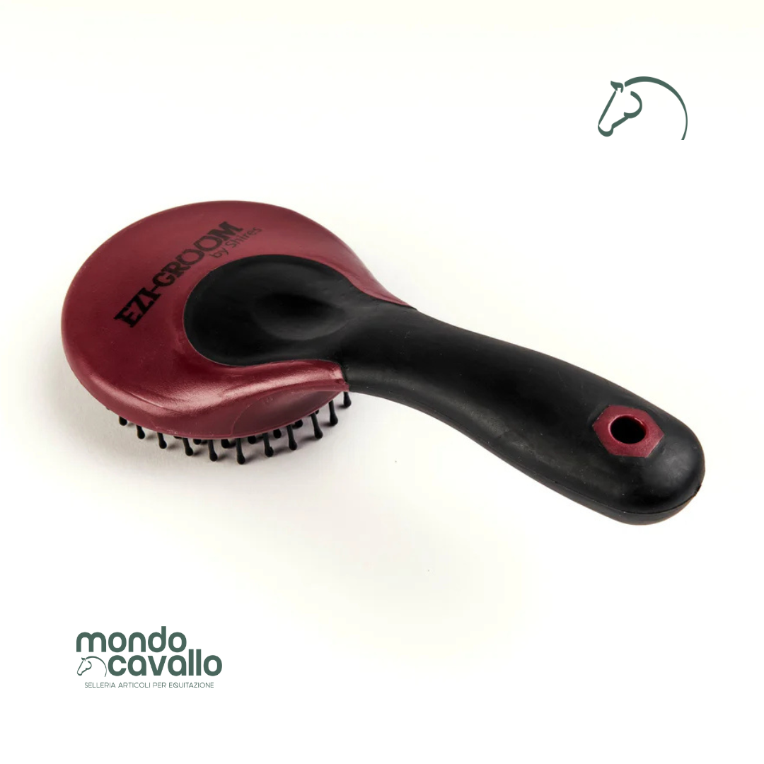 Spazzola per coda e criniera con manico in gomma