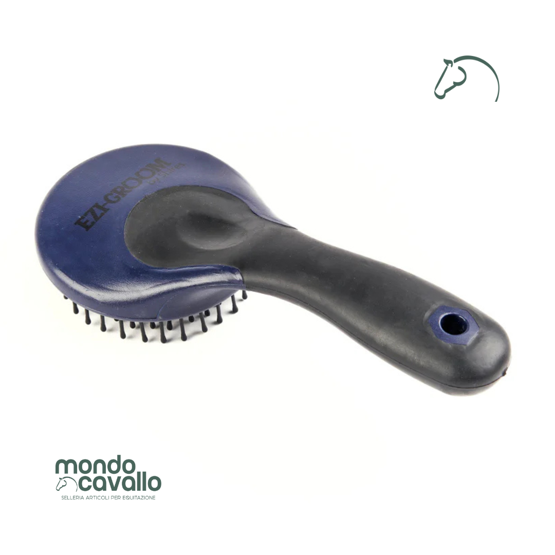 Spazzola per coda e criniera con manico in gomma