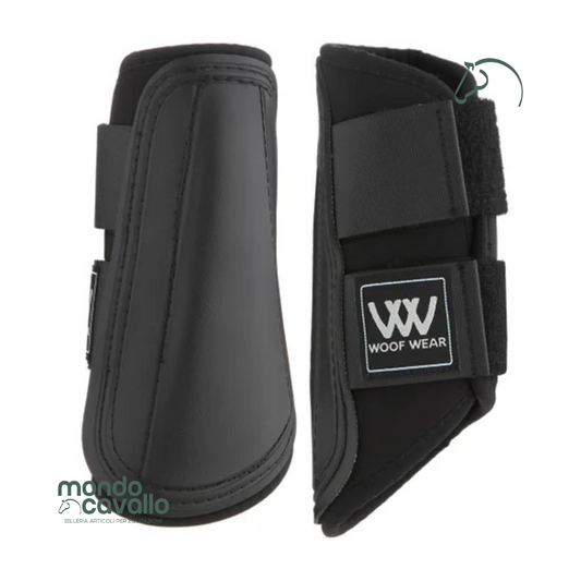 Stinchiere per cavallo marca Woof Wear colore nero con strappi in velcro