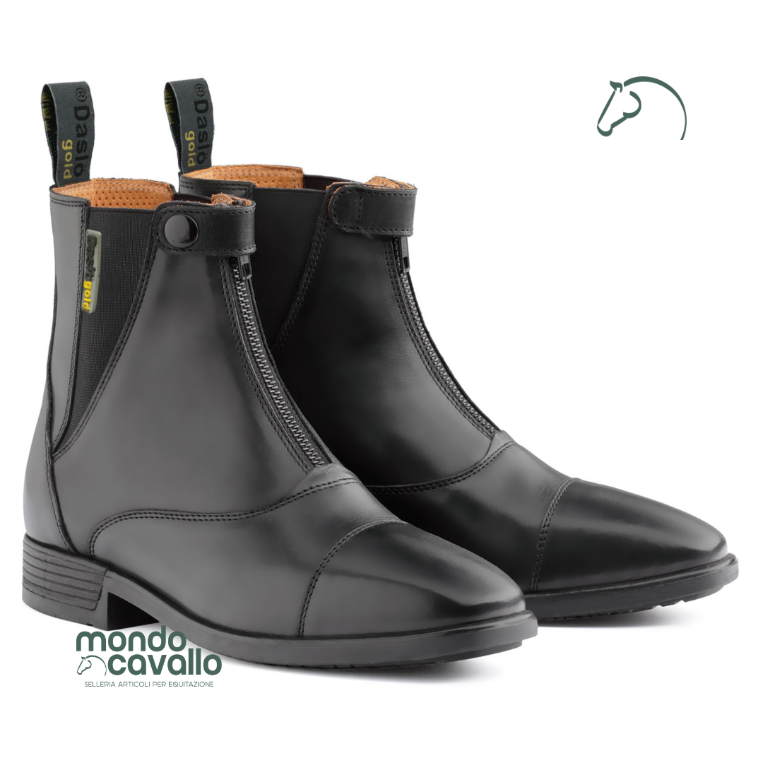 Stivaletti daslo gold con zip anteiore in pelle 