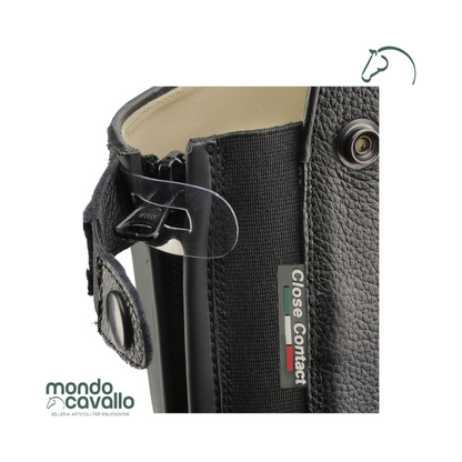 Stivali tattini in cuoio martellato con stringhe anteriori ed elastico e zip posteriore