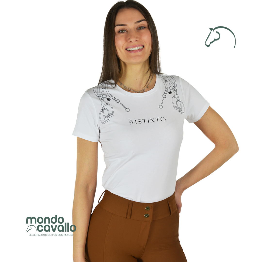 T-shirt distinto nuova collezione colore blu e bianco on stampe equestri