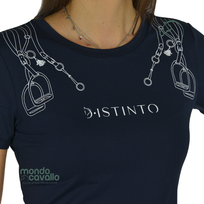 T-shirt distinto nuova collezione colore blu e bianco on stampe equestri